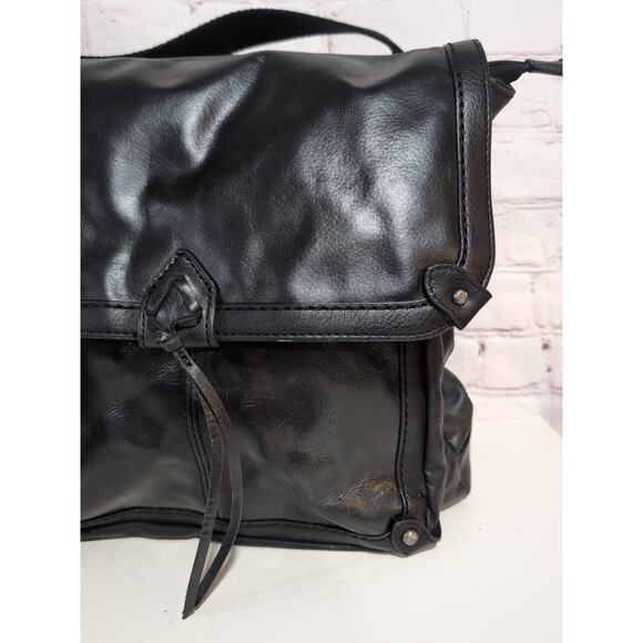 THE Sak Ventura Convertible Strap Backpack Black Leather Canvas Studs 2 straps - Picture 4 of 16